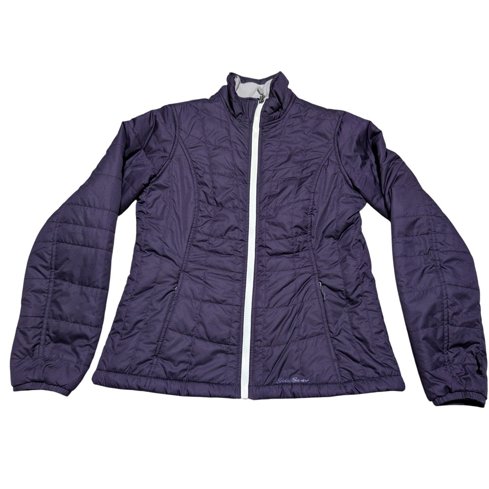 Eddie Bauer Womens Purple Quilted Puffer‎ Jacket Full Zip Lightweight Small